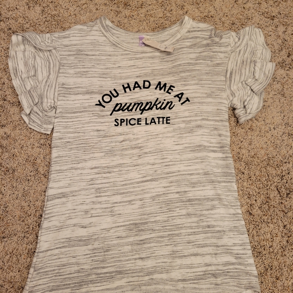 You Had Me At Pumpkin Spice Latte ruffle sleve shirt.